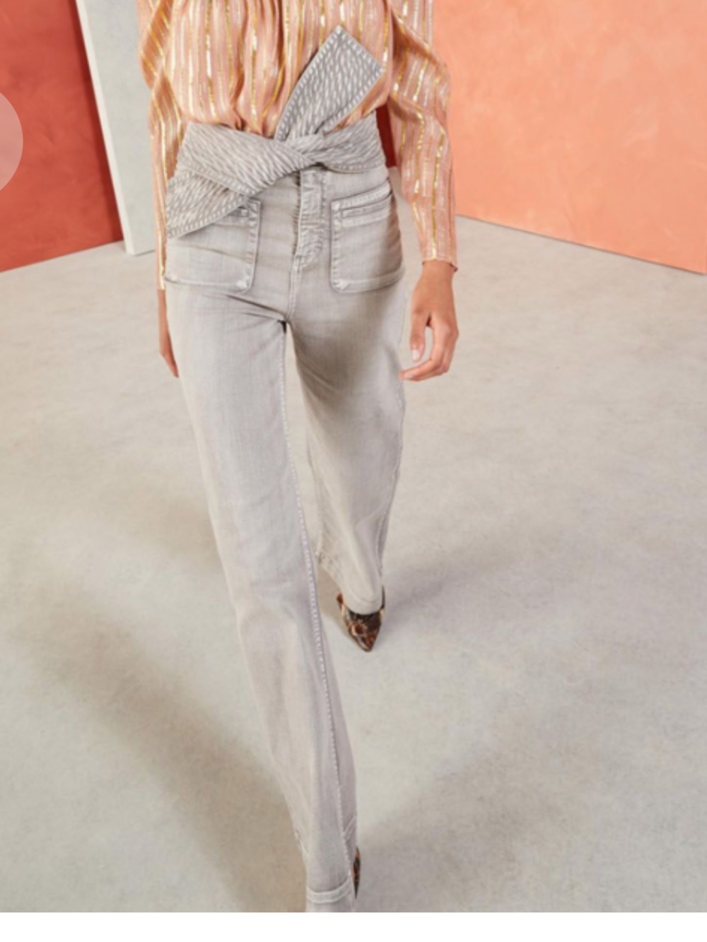 Ulla Johnson wade tie wiast ash wide leg jeans